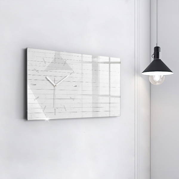 Glass wall clock rectangular Wooden panels pattern