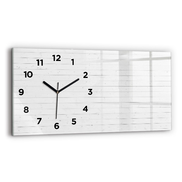 Glass wall clock rectangular Wooden panels pattern