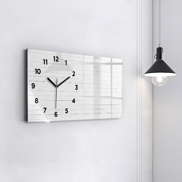 Glass wall clock rectangular Wooden panels pattern