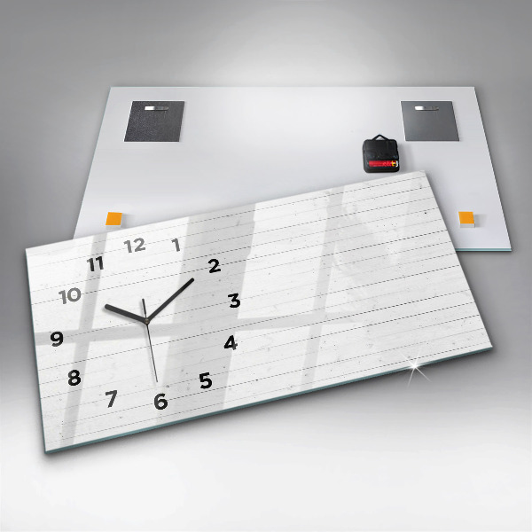 Glass wall clock rectangular Wooden panels pattern