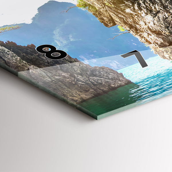 Glass wall clock rectangular Lake trees nature