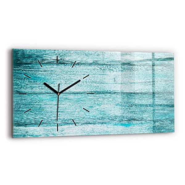 Glass wall clock rectangular Blue old wood