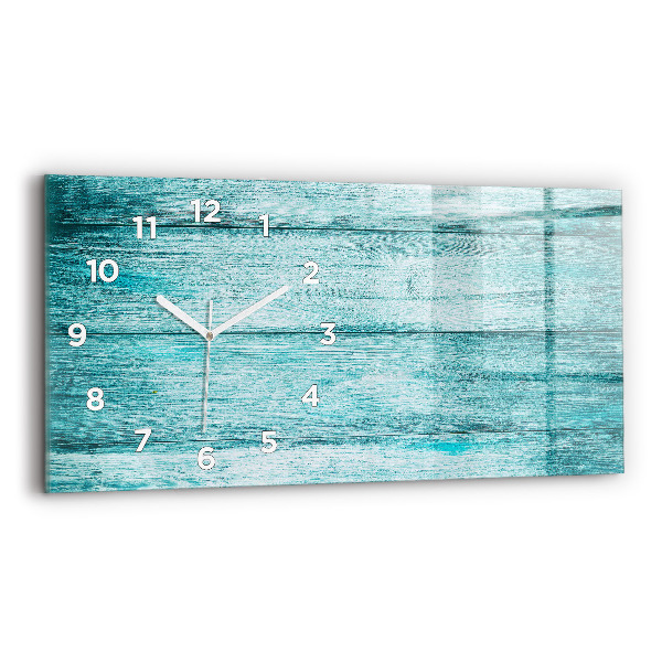 Glass wall clock rectangular Blue old wood