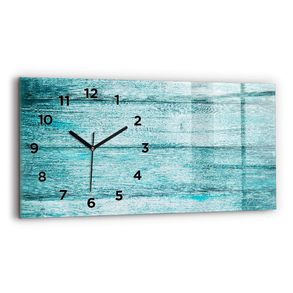 Glass wall clock rectangular Blue old wood