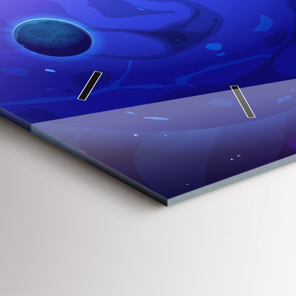 Glass wall clock rectangular Planets galaxy