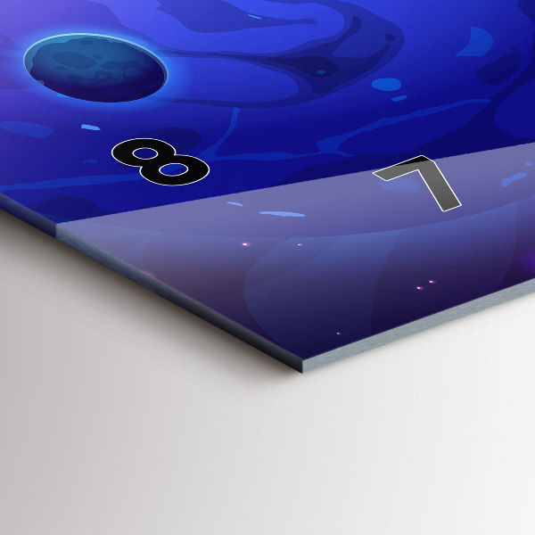 Glass wall clock rectangular Planets galaxy