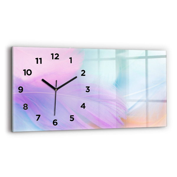 Glass wall clock rectangular Colorful feathers