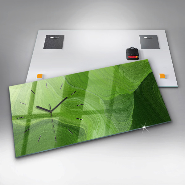 Glass wall clock rectangular Modern waves