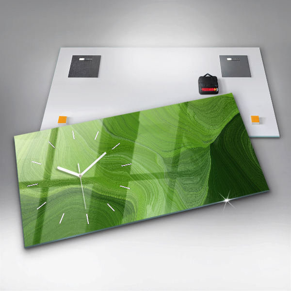 Glass wall clock rectangular Modern waves