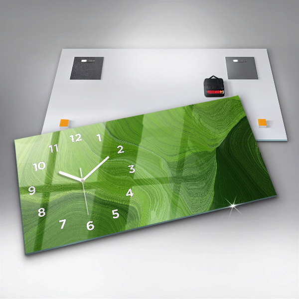Glass wall clock rectangular Modern waves