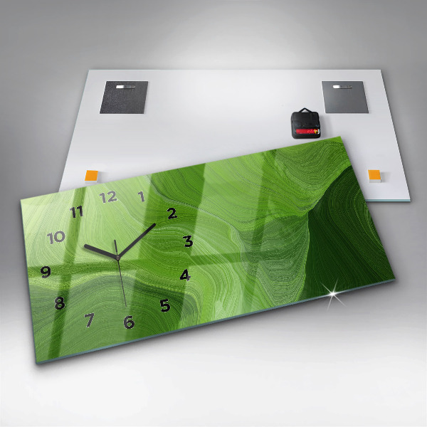 Glass wall clock rectangular Modern waves