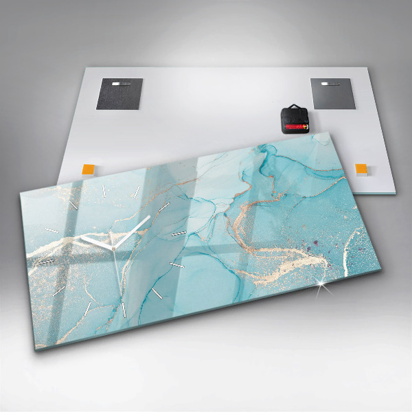 Glass wall clock rectangular Decorative marble