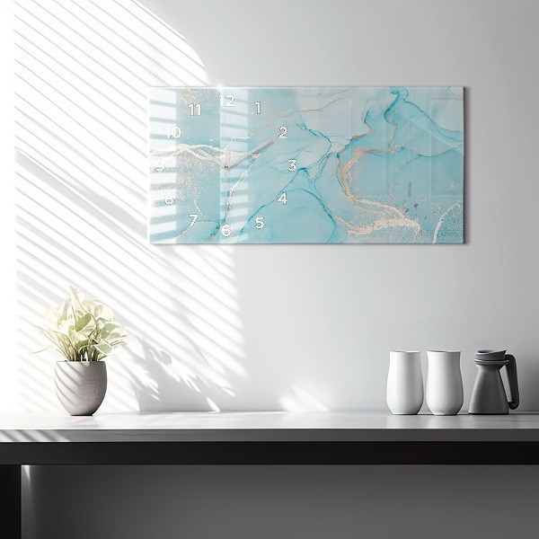 Glass wall clock rectangular Decorative marble