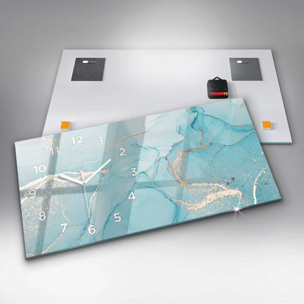 Glass wall clock rectangular Decorative marble