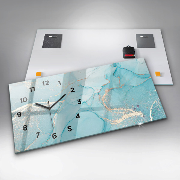 Glass wall clock rectangular Decorative marble