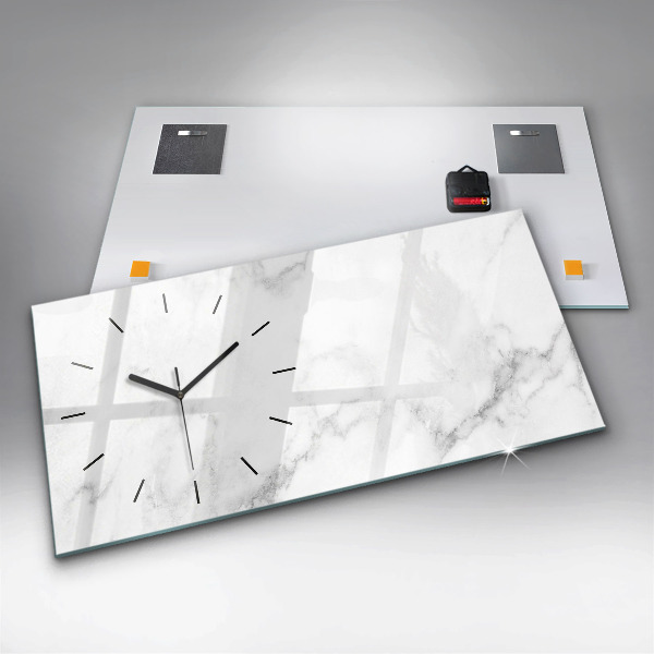 Glass wall clock rectangular Marble