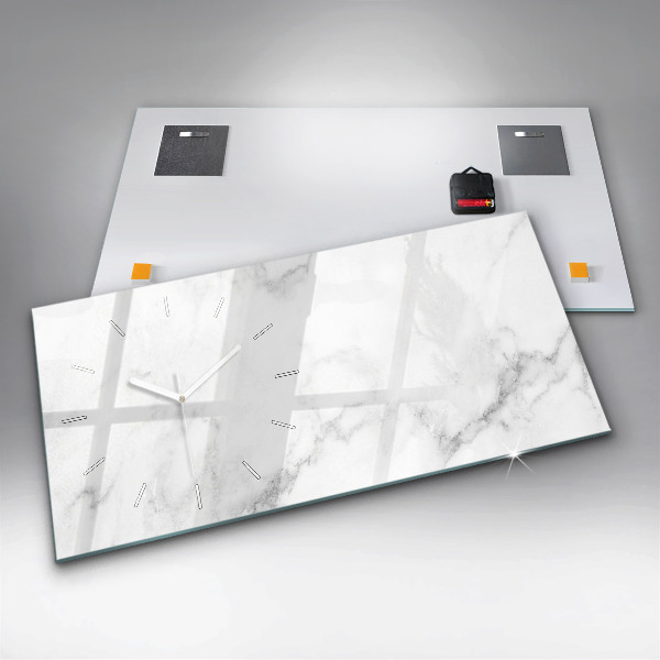 Glass wall clock rectangular Marble