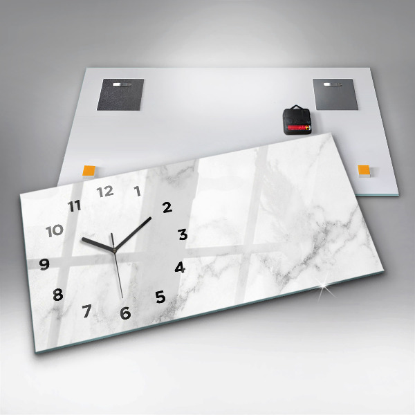 Glass wall clock rectangular Marble