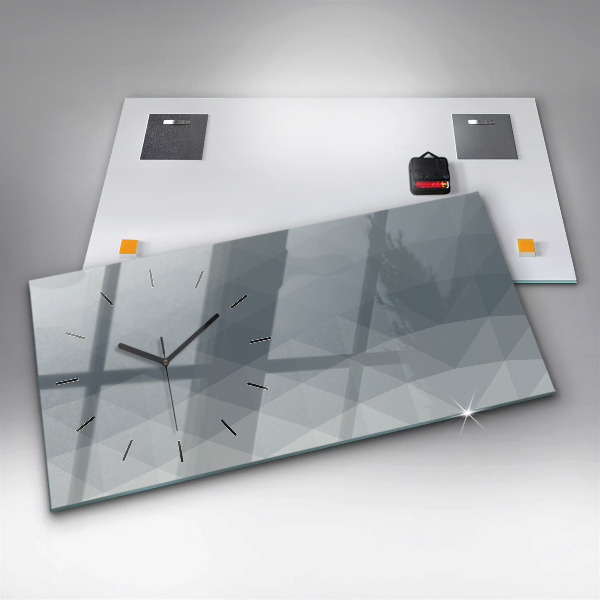 Glass wall clock rectangular Wave abstraction