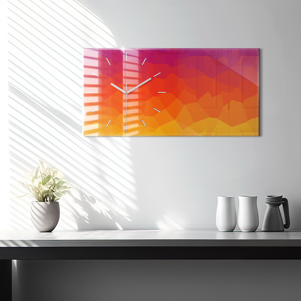 Glass wall clock rectangular Sunrise