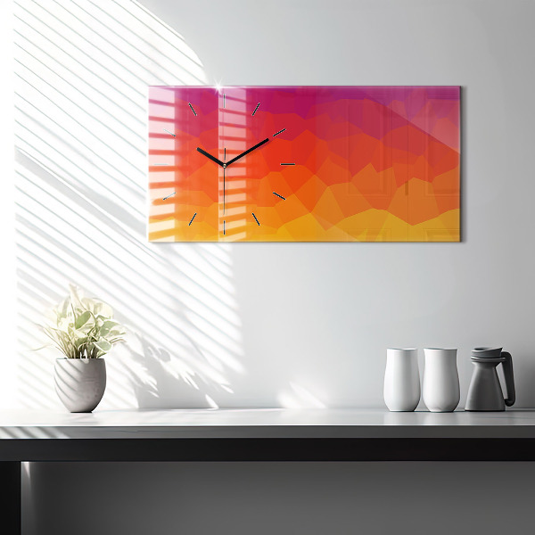Glass wall clock rectangular Sunrise