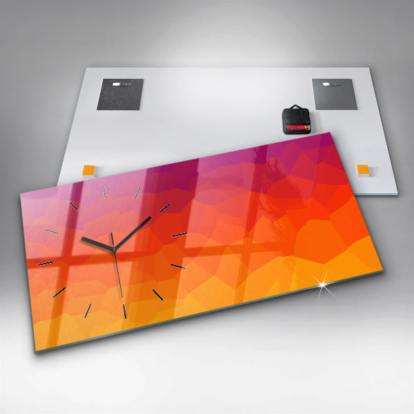 Glass wall clock rectangular Sunrise