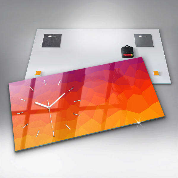 Glass wall clock rectangular Sunrise