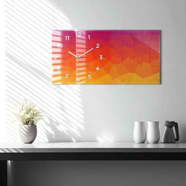 Glass wall clock rectangular Sunrise