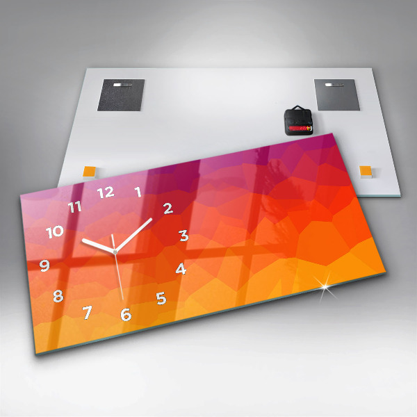 Glass wall clock rectangular Sunrise