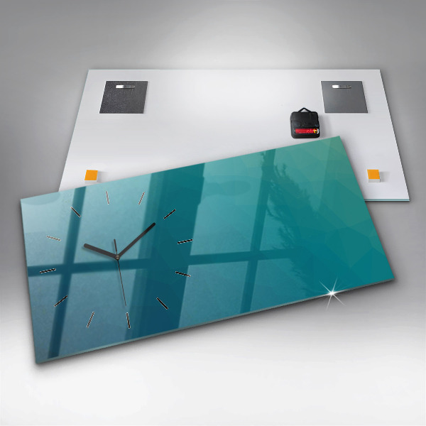 Glass wall clock rectangular Sea abstraction