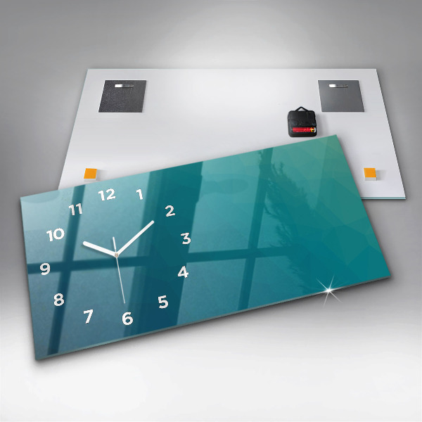 Glass wall clock rectangular Sea abstraction