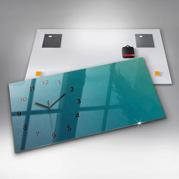 Glass wall clock rectangular Sea abstraction