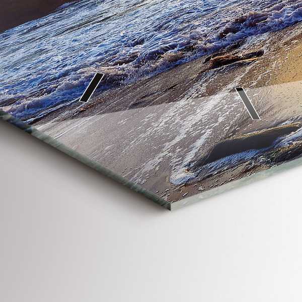 Glass wall clock rectangular Sunset on the beach