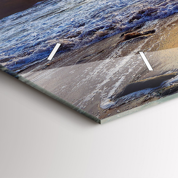 Glass wall clock rectangular Sunset on the beach