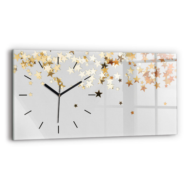 Glass wall clock rectangular Stars