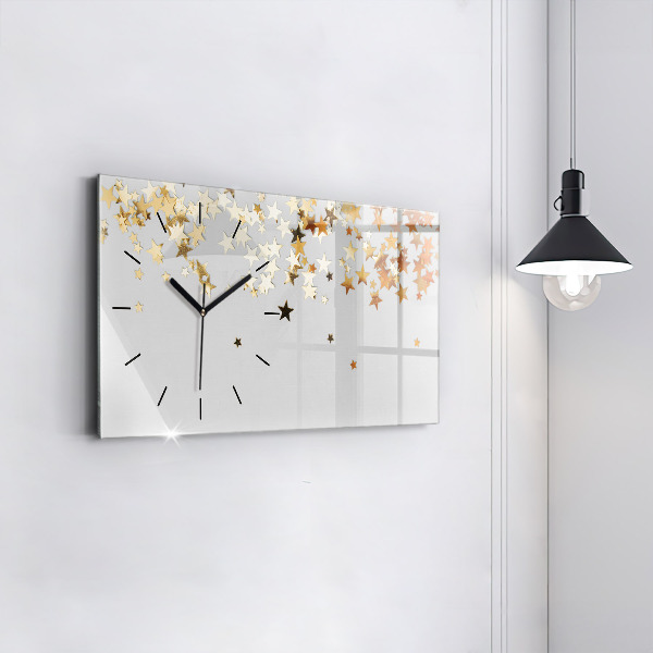 Glass wall clock rectangular Stars