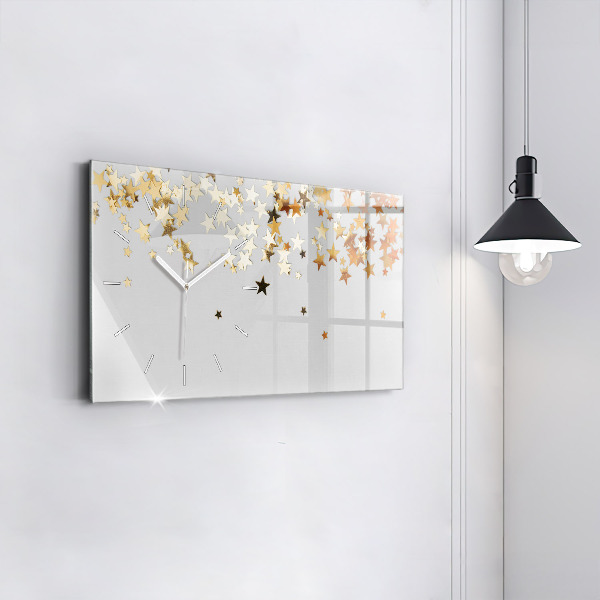 Glass wall clock rectangular Stars