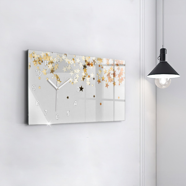 Glass wall clock rectangular Stars