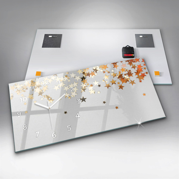Glass wall clock rectangular Stars