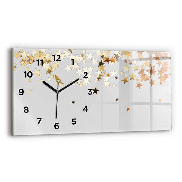 Glass wall clock rectangular Stars