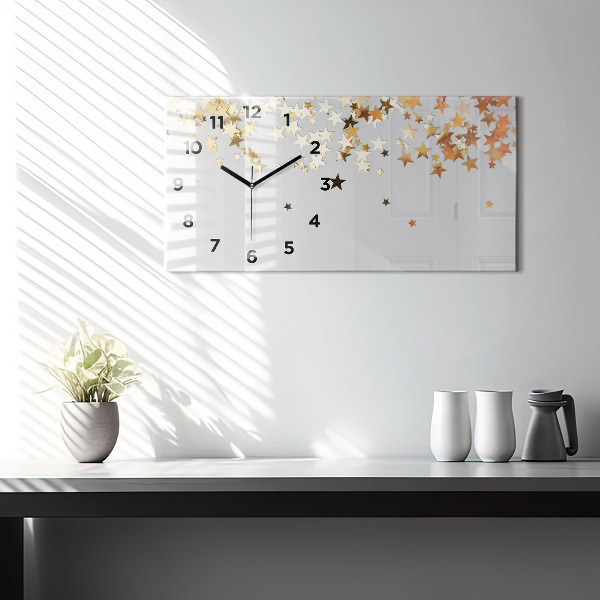 Glass wall clock rectangular Stars