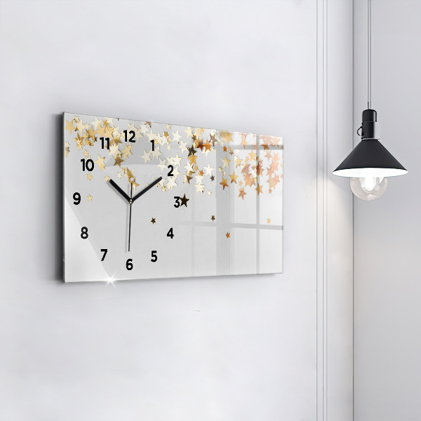 Glass wall clock rectangular Stars