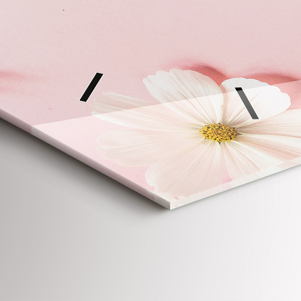 Glass wall clock rectangular Daisy flowers