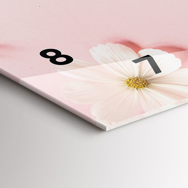 Glass wall clock rectangular Daisy flowers