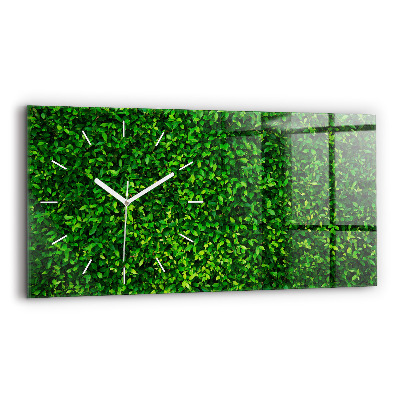 Glass wall clock rectangular Hedge leaves