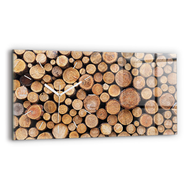 Glass wall clock rectangular Tree rings