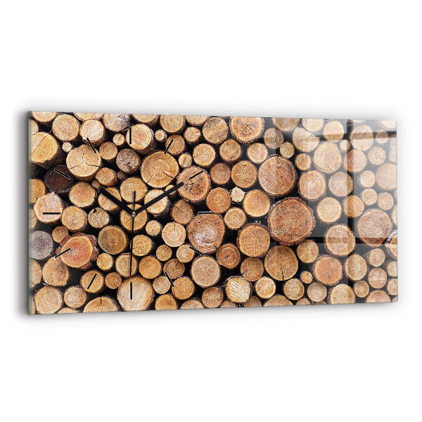 Glass wall clock rectangular Tree rings