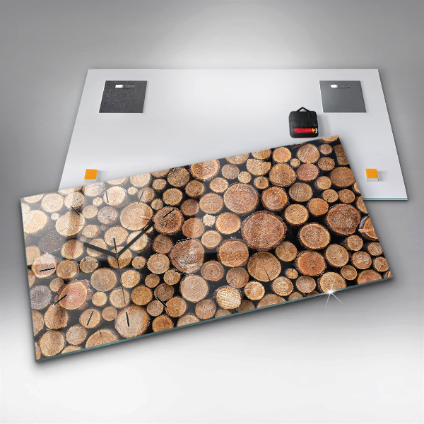Glass wall clock rectangular Tree rings