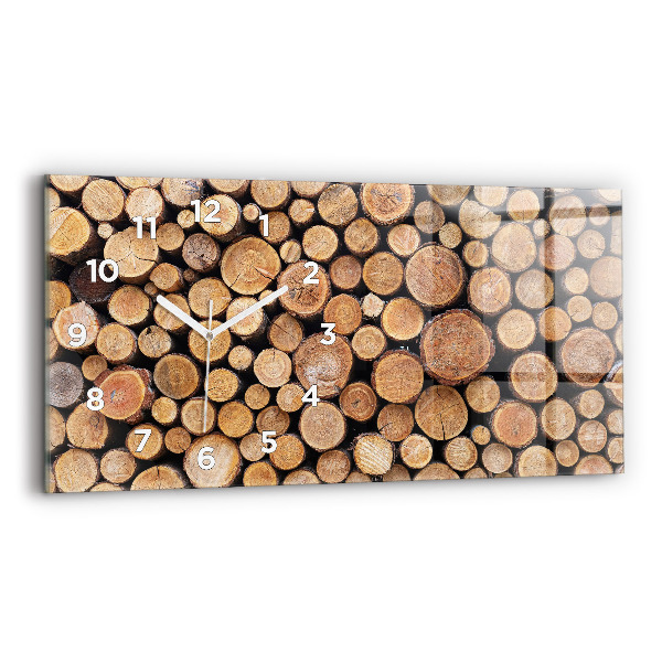 Glass wall clock rectangular Tree rings