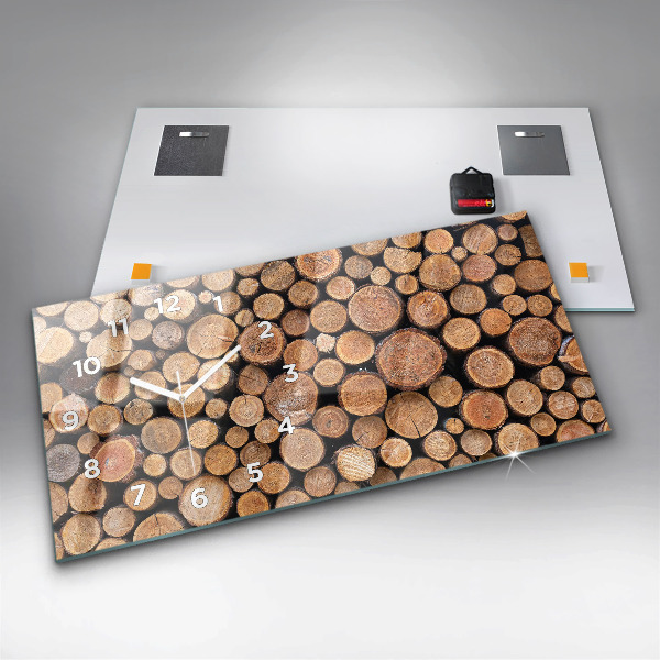 Glass wall clock rectangular Tree rings